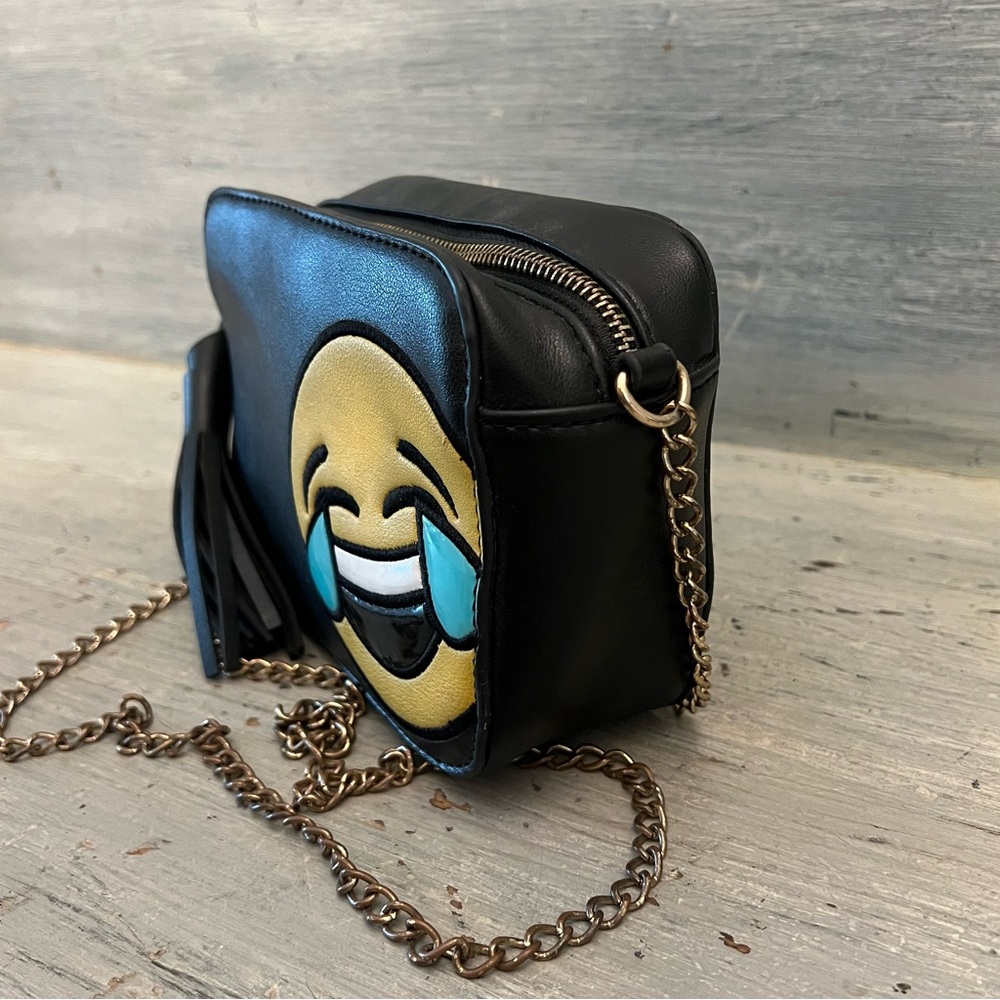 Olivia Miller Emoji Mini Black Faux Leather Crossbody Bag‎ Purse Good Condition - Picture 2 of 7